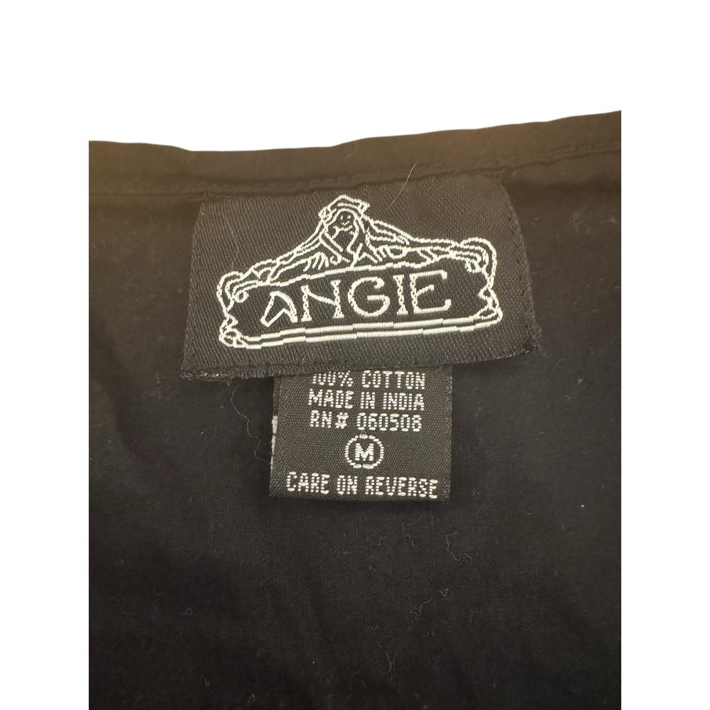 Angie Boho Strapless‎ Dress Black Pink Paisley Tiered Cotton Festival Tube Top M - Picture 2 of 10